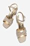 Women's Cross Galvanized Heeled Sandals; Gold Glitter - 5
