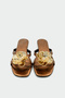 Opia Gold Flower Detailed Women's Copper Flat Slippers - 2