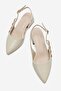 Side Stone Buckle Open Back Heeled Shoes Beige Crinkled - 4