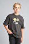 100% Cotton Smiley World Oversize Crew Neck Short Sleeve Anthracite T-Shirt for Boys H8315A826Au - 3