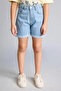 100% Cotton Folded Hem Ice Blue Jean Shorts for Girls H9037A826Sm - 3