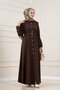 Shirt Collar Belted Berra Dress-Brown - 2