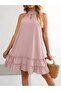 Women's Off-The-Shoulder Halter Neck Ruffled Short Sandy Dress - 3