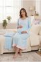 Women's Blue Pink Ruffled Maternity Nightgown and Dressing Gown Set - Maternity Pajama Set - 7