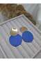 Matte Green Geometric Circle Earrings - 3