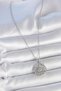 316L Steel Silver Color Chain Blue Stone Lotus Model Women's Necklace - 2