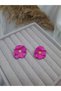 Luxury Design Women's Earrings with Pink Flower Figures and Golden Yellow Detail, Stylish Accessory for Daily and Occasion Wear - 3