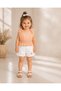 Girl's 3D Flower Detailed V-Neck Gipeli Shorts Set