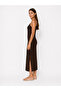 Bitter Brown Strappy Combed Cotton Dress - 3