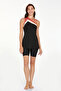3059 Women's Black Shoulder Strap Detailed Tights Swimsuit - 5
