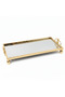 Polished Gold-Plated Metal & Mirror Glass Rectangular Serving Tray - 90×25 cm