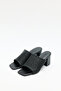 Heels 2641 - Textured Wide Band Black Straw Women's Heels - 4