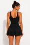 Women's Black Dress Swimsuit with Underwear Shorts One-Piece Gathering Swimwear for Sea and Pool - 2