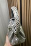 Women's Dark Gray, Stone-Embellished Handle Detailed, Glittery Evening Dress Bag - Chain Strap Hand and Shoulder Bag - 3