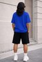 Unisex Oversize T-Shirt Shorts Set Black Summer Comfortable Fit Daily Street Style 2-Piece Set Cool Boy Printed - 3