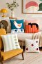 Tavuki Cat, Fish, Ladybug Patterned 4-Piece Throw Pillow Cover Set - 2