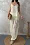 Halter Neck Blouse and Pants Set - 2