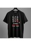 Unisex Oversized Printed Crew Neck Short Sleeve Black T-Shirt