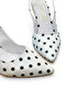 Women's Stiletto Polka Dot White Satin Pointed Toe Medium Heel F6183 - 5