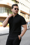 Men's Zippered Collar Short Sleeve Tshirt - 5