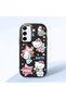 Samsung Galaxy S23 Fe Compatible Case Camera Protector Black Silicone Couple Phone Case with Kitty Pattern