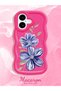 iPhone 16 Compatible Case with Camera Protection Red Silicone Couple Phone Case with Floral Pattern - 2