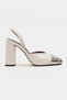 Solea Sedef Matte Gold Toe Detailed Thick Heeled Women's Shoes with Elastic Back - 5