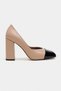 Emily Ten Matte Black Toe Detailed Closed Back Thick Heeled Women's Shoes - 3