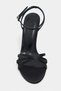 Ava Black Satin Cross Detail Ankle Strap Women's Heeled Shoes - 6
