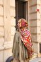 Petra Brush Paint Pattern Shawl - Khaki - 3