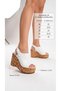 Women's High Straw Look Wedge Heel Sandals Shoes Slippers with Closed Top Buckle Detail - 9