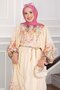Floral Pattern Half Button Dress Yellow - 3