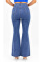 Plus Size Belted Lycra Denim Women's Trousers - 3