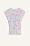 Round Neck Gathered Waist Patterned Poncho for Girls I3216A826Sm - 3