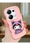 Redmi Note 13 Pro 4g Compatible Case with Camera Protection Pink Silicone Couple Phone Case Kuromi Pattern
