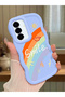 Samsung Galaxy A36 5g Compatible Case Camera Protective Blue Silicone Couple Phone Case Rainbow Pattern