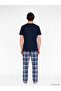 Navy Blue Regular Fit Men's Pajama Set - 4