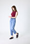 Women's Blue High Waist Washed Regular Mom Fit Stretchy Jean Trousers - 8