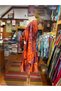 Orange Color Gold Detailed Silk Short Skirt Blouse Set - 8
