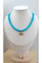 Zircon Stone Eye Figure Turquoise Bead Necklace