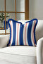 Marine Striped Red Fringed Pillowcase - Nautik Navy Blue Cream Navy Blue Tasseled Throw Pillow Cover - 6