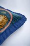 Exotic Tiger Floral Motif Fringed Pillowcase-Wild Blue Pink Navy Blue Tassel Throw Pillow Cover - 8