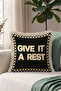 Geometric Gold Zigzag Design Fringed Pillowcase - Stylish Lettering Black Mink Tassel Throw Pillow Cover - 7