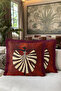 Artistic Woman Figured Glittery Fringe Pillowcase-Elegant Boho Cream Burgundy Tassel Throw Pillow Cover - 3