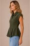 New Season Modern Linen Buttoned Short Sleeve Flounce Women's Shirt - 2