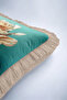 Floral Design Botanical Fringe Pillowcase - Artistic Floral Bohemian Cream Tassel Throw Pillow Cover - 8