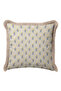 Elegant Fringed Pillowcase with Floral Pattern - Botanical Bohemian Cream Blue Mink Tassel Throw Pillow Cover - 3