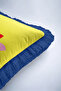 Smile Written Pop Art Retro Fringed Pillowcase - Color Block Yellow Navy Blue Tassel Throw Pillow Cover - 8