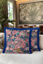 Exotic Tiger Floral Motif Fringed Pillowcase - Tropical Bohemian Navy Blue Tassel Throw Pillow Cover - 6