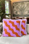 Modern Geometric Wavy Pattern Fringed Pillowcase - Retro Bohemian Lilac Cream Tassel Throw Pillow Cover - 4